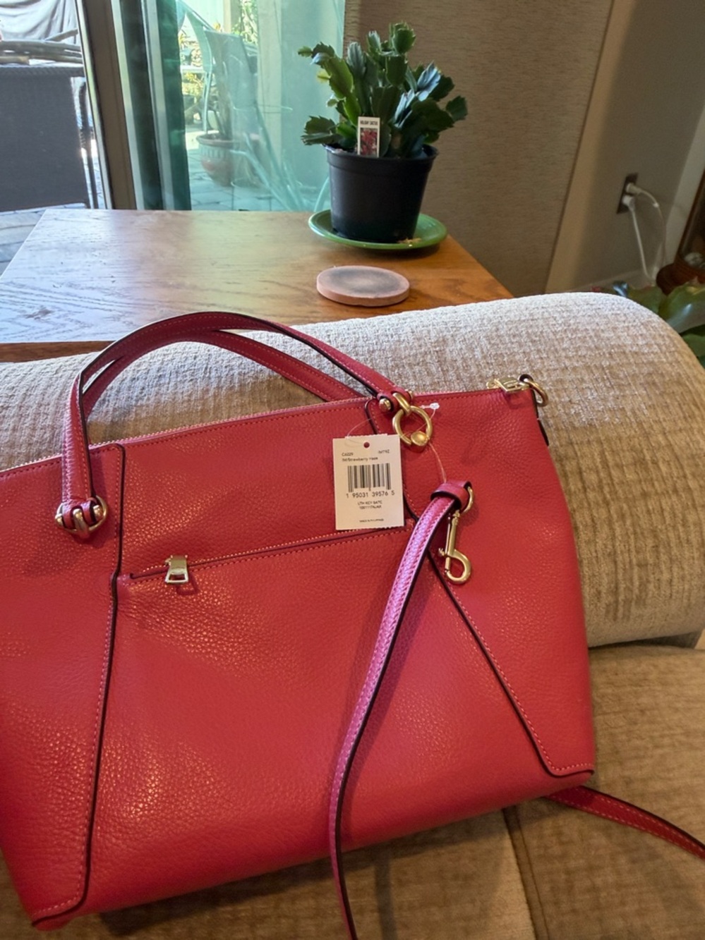 Coach strawberry haze Pink Pebbled Leather Satchel with Gold HW detachable strap - Picture 4 of 12